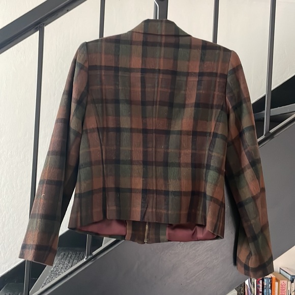 Vintage 90s Y2K plaid zip blazer peacoat - Picture 4 of 4